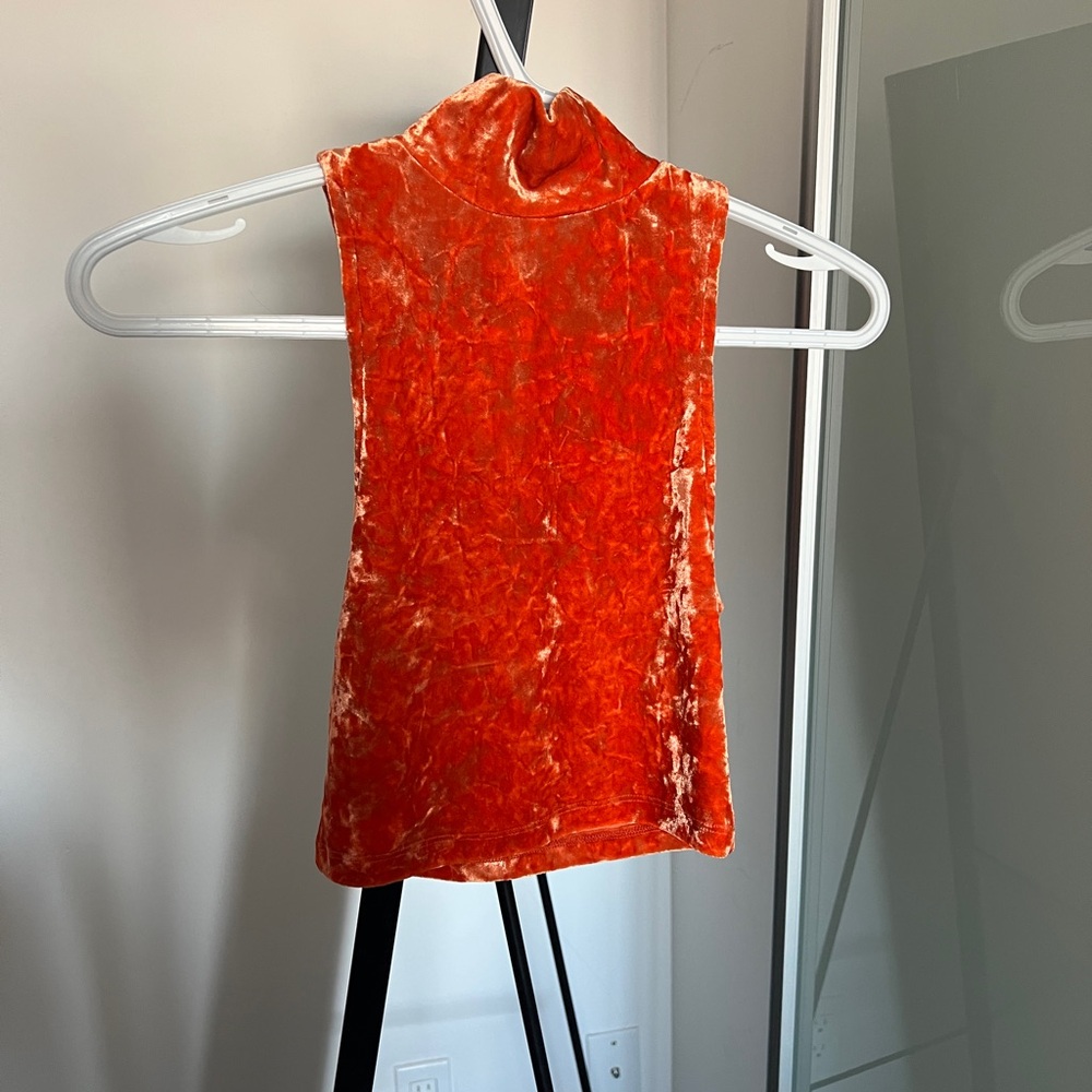 Silence + Noise Orange Sleeveless Crop Tank Top